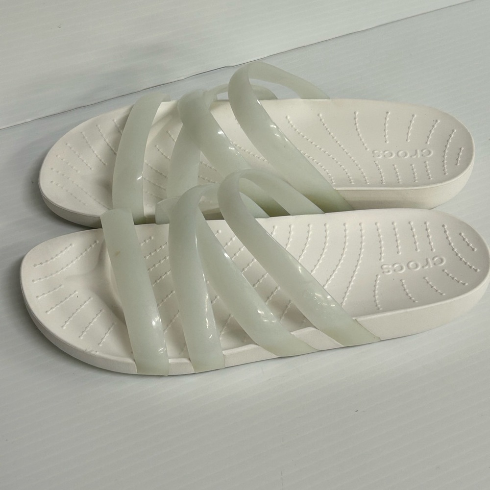 Crocs Splash Glossy Strappy White Sandals Women’s Size 10 (208537-100)